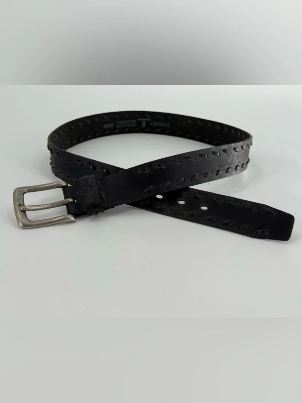 Levi’s Black Laced Leather Belt 36 - Picture 2 of 8